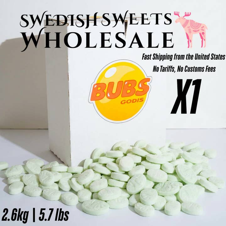 Swedish sweets Wholesale LLC - Swedish Candy - Wholesale Gummy - Bubs Sour Fruity Pear Mini 2,6 kg | 5,73 lbs2