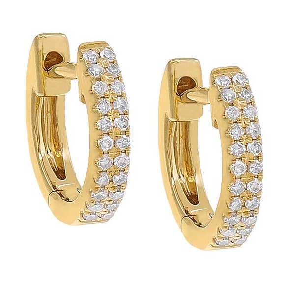 Diamond Double Row Huggie Earring 14K for wholesale by By Adina Eden
