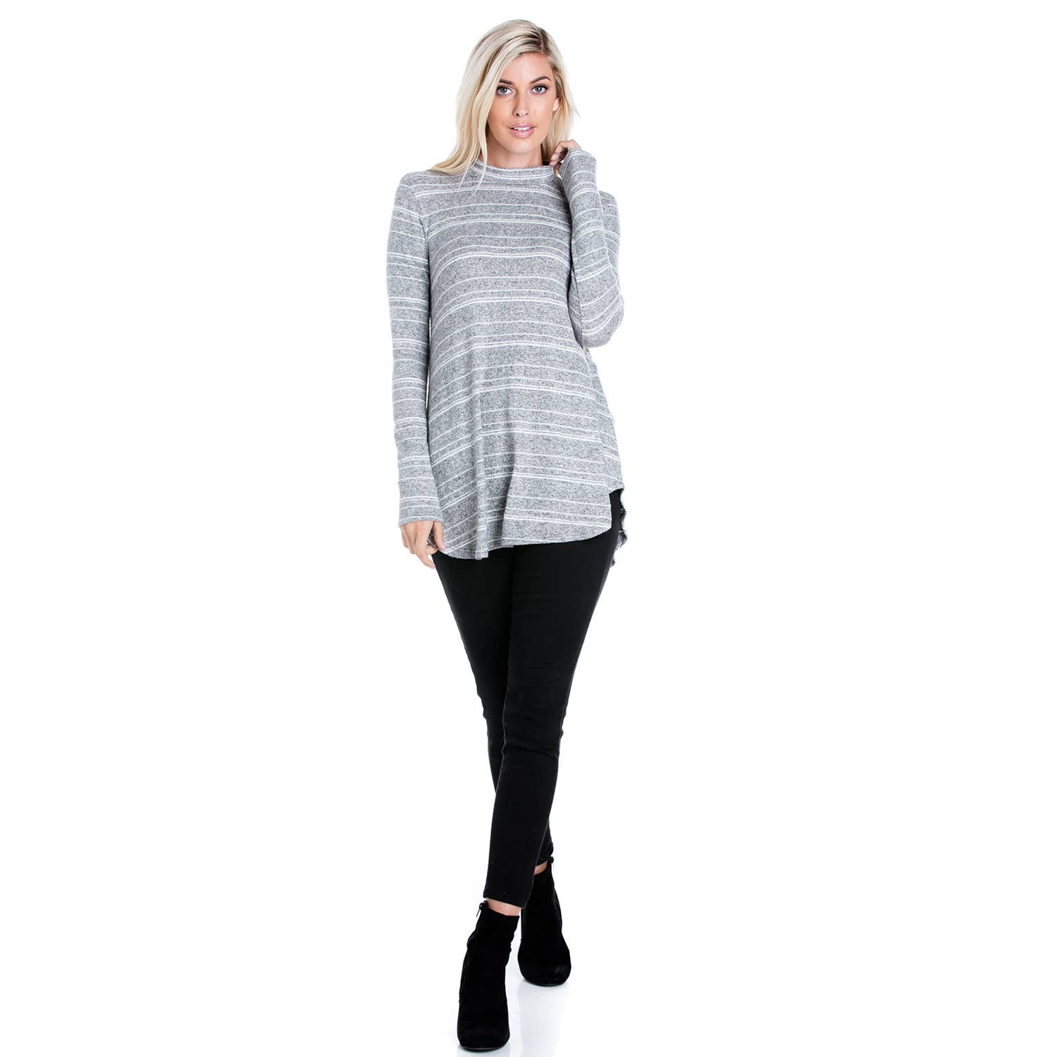 Azules Clothing - Wholesale Tunic - Women's - ATP-2289HC Mock Neck Long Sleeve Knit Tunic4