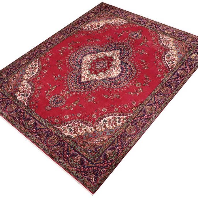Distressed Antique Tabriz Rose Red/Purple Wool Rug - 92 x 127 for wholesale by Arshs Fine Rugs