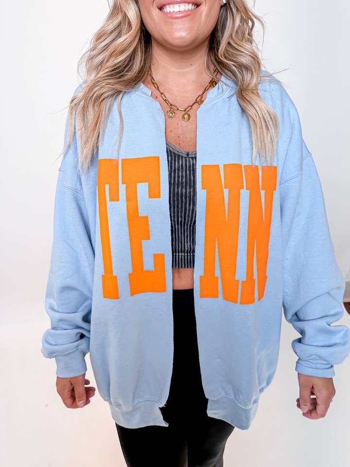 Blue TENN Cardigan for wholesale by Wicker Road Boutique