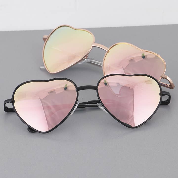 Flerfarvet Hjerte Spejlet Solbriller for engroshandel på Faire