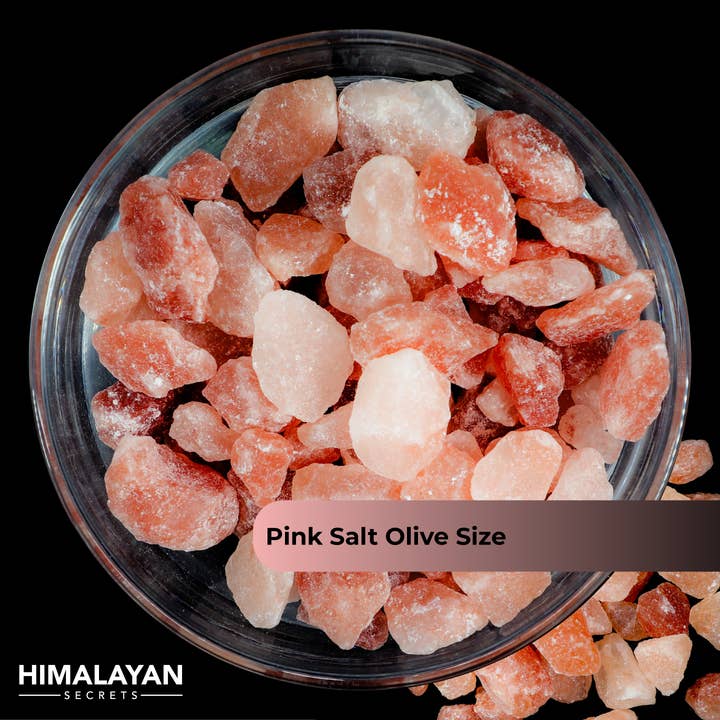 44 Lbs Edible Himalayan Dark Pink Salt OLIVE SIZE CHUNKS for wholesale by Himalayan Secrets