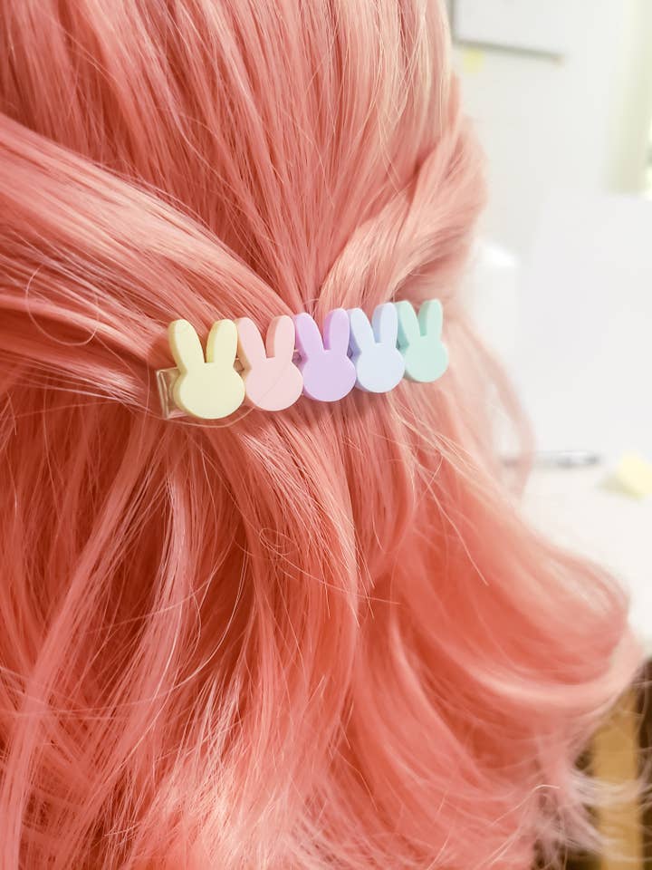 Pastel Rainbow Bunny Hair Clip for wholesale by Pop Pastel