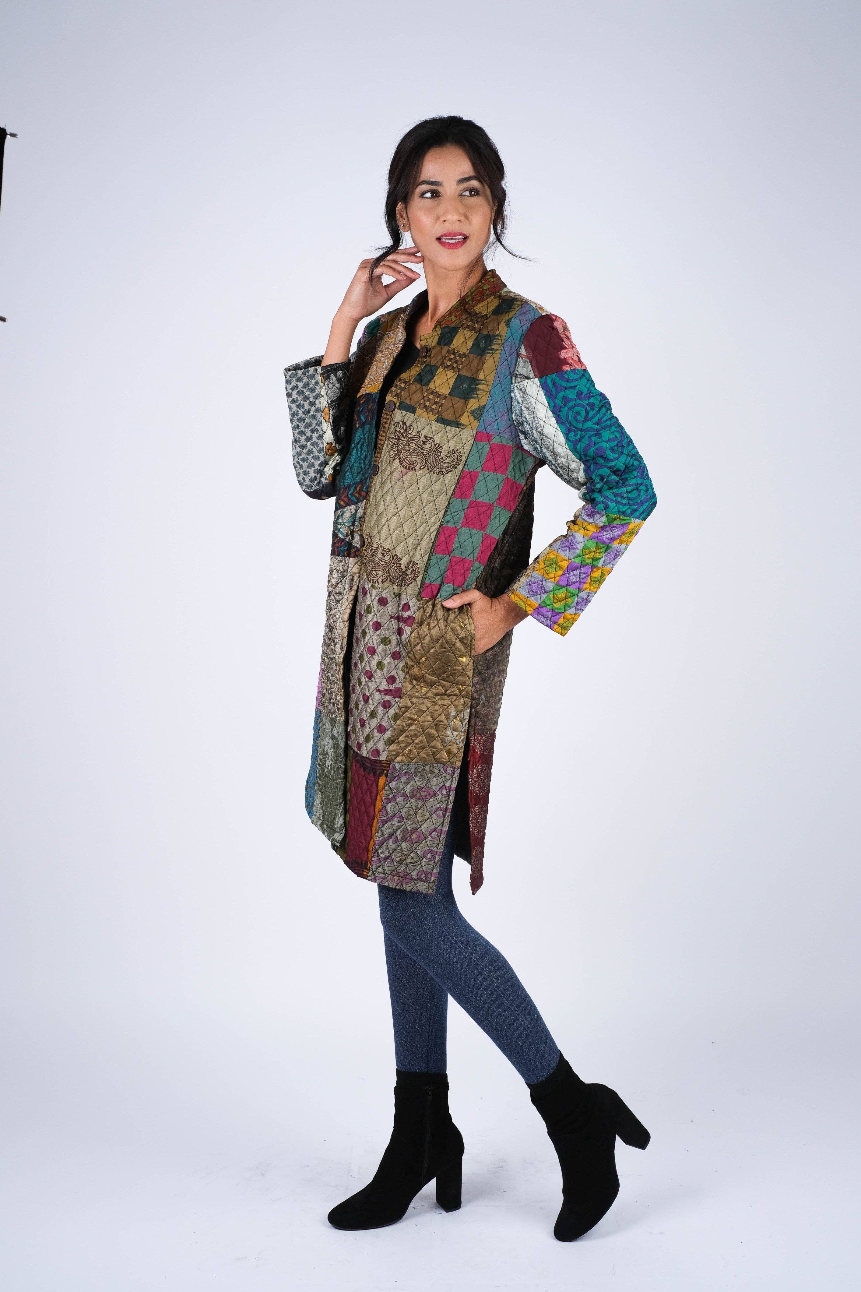 Sacred Threads – wholesale Jacka - Dam – Vibrant patchwork quiltad polysidenjacka7