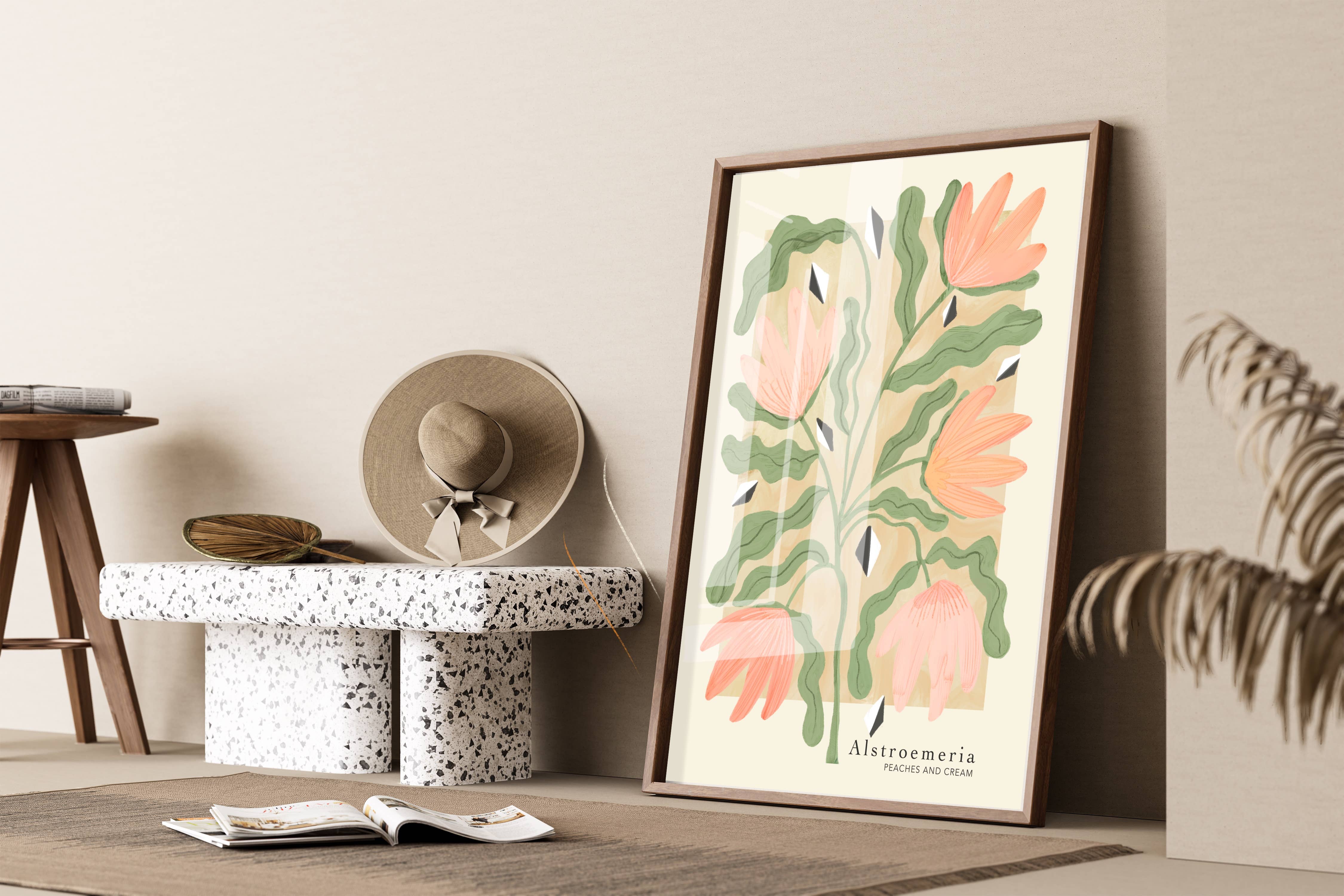 Kate Fox Design - Wholesale Art Print - Lily Flower Art Print, Neutral Print, Hand Drawn, Quirky (Co4