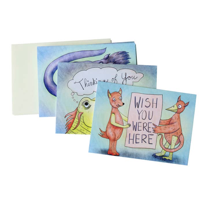 Miss You Monster Greeting Card Set for wholesale by Amelia Kieras Paper Arts