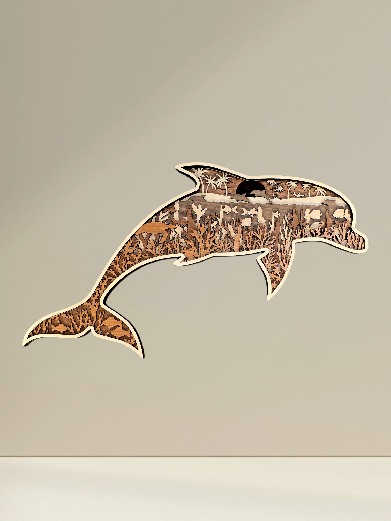 Gulf Coast Custom - Wholesale Wall Accent - Dolphin Multi-layer Wood Wall Art 0