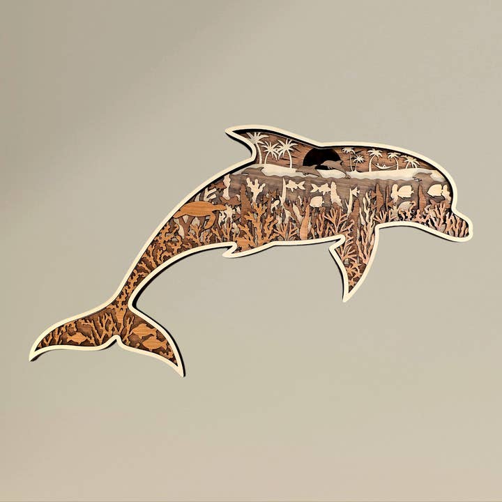 Gulf Coast Custom - Wholesale Wall Accent - Dolphin Multi-layer Wood Wall Art