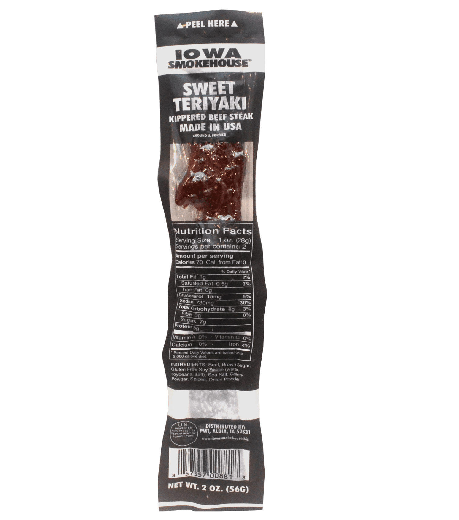 IOWA SMOKEHOUSE - Wholesale Jerky - 2 oz Kippered Beef Steak Sweet Teriyaki (10/caddy)1