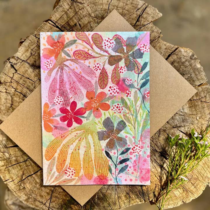 Plantable Seed Paper Birthday Card,Blank Inside,Floral card for wholesale by Erika's Whimsical Art