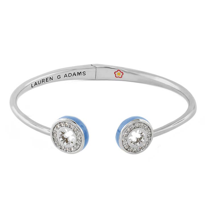 Open Arms Pave Flower Bangle for wholesale by Lauren G Adams