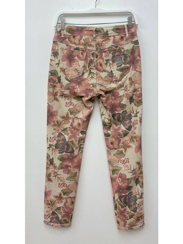 BLUSH FLORAL PRINT REVERSIBLE DENIM PANTS (H700-REVERSIBLE) for wholesale on Faire