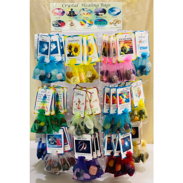 VPS Stones Inc. - Wholesale Spiritual Stone/Crystal - Case of 72 Crystal Healing Bags with FREE DISPLAY