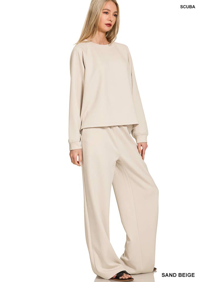 42POPS - Wholesale Lounge Set - Women's - ..1028 Scuba Crewneck Pullover & Pants 2 Piece Set SI-284124