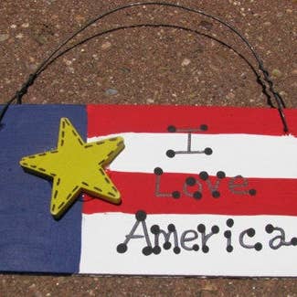 Patriotic Wood Sign 10977ILA - I Love America wood sign for wholesale by Nannie and B's Crafts