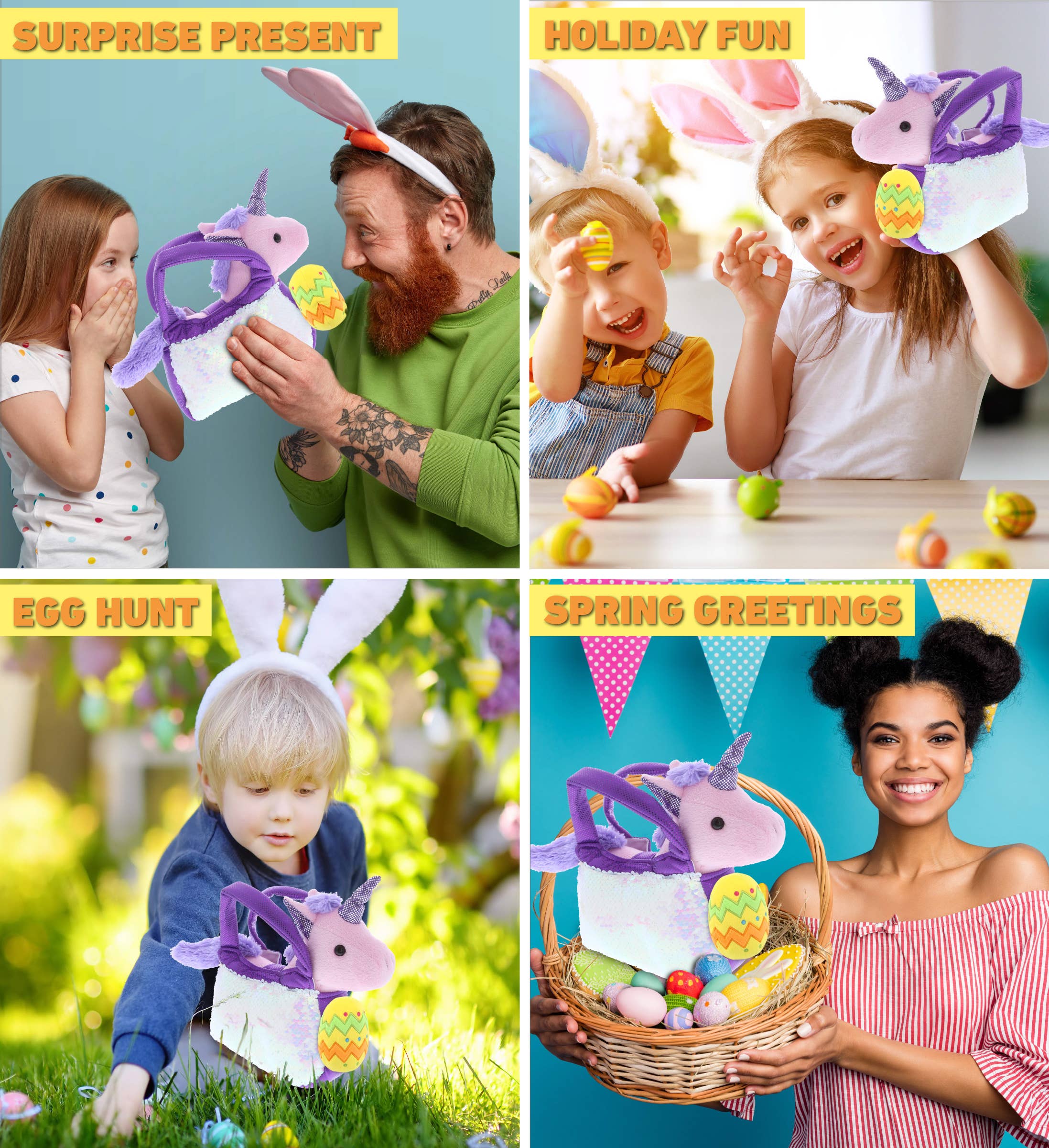 Cota Global - Wholesale Stuffed/Plush Toy - Kids & Baby - Plush Easter Egg Purse Pet Carrier Sequin Unicorn3