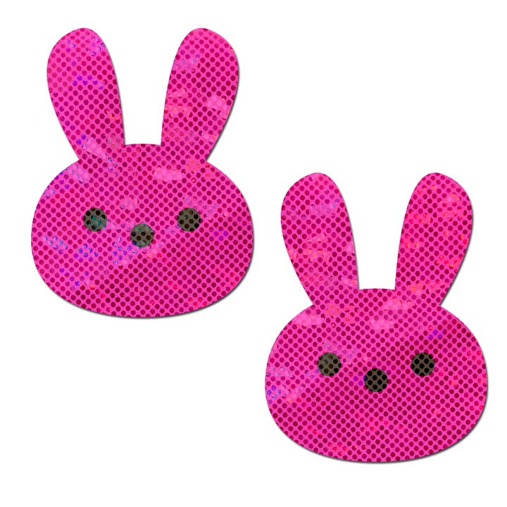 Bunny: Glitter Pink Marshmallow Easter Rabbit Nipple Pasties for wholesale by Pastease®