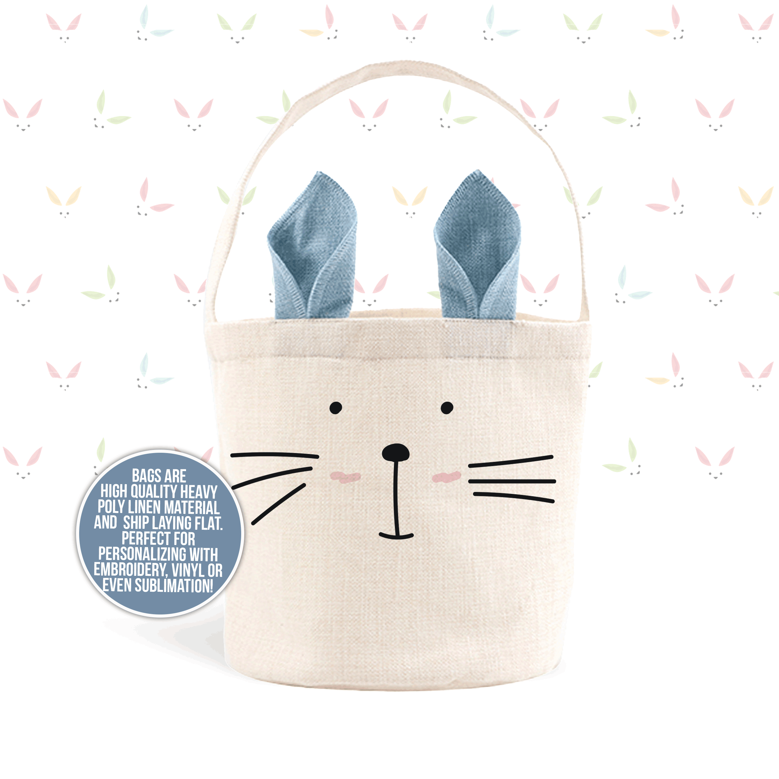 ZA Handmade Wholesale - Wholesale Basket - Kids & Baby - Easter basket | bunny face bag blue or green or pink bunny e2