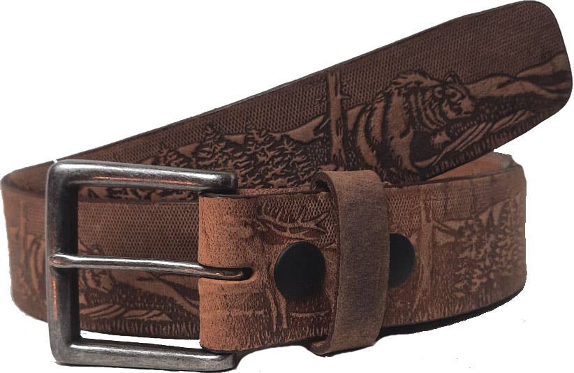 IGI CANADA – Cinto - Unissexo por atacado – CINTO EM RELEVO EM COURO GENUÍNO 40MM FOREST #10405