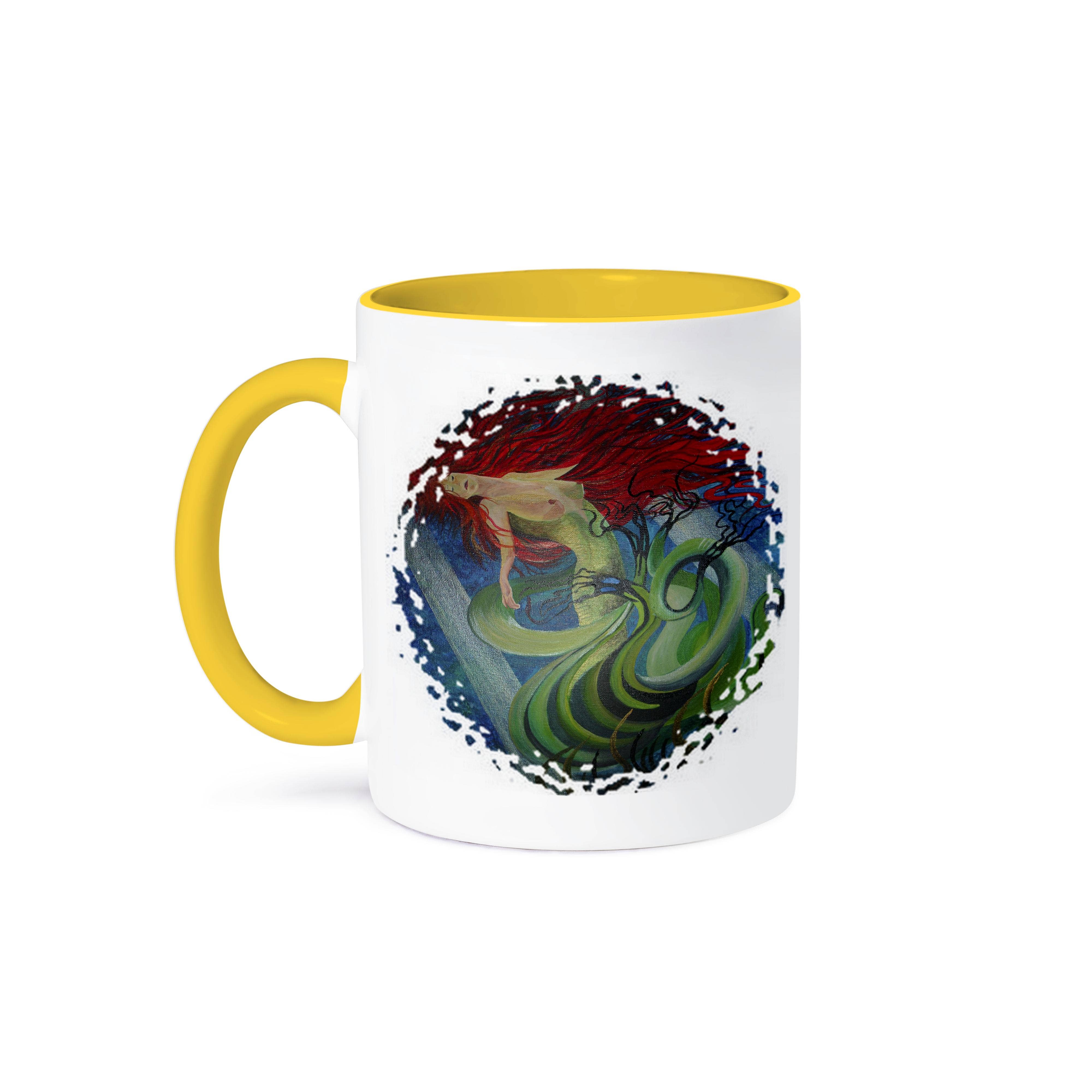 3dRose – Engroshandel Kaffekrus – 3dRose, Havgudinde - blå, fantasi, havfrue, mytologisk, havnymfe, rødhåret, havnymfe, krus0