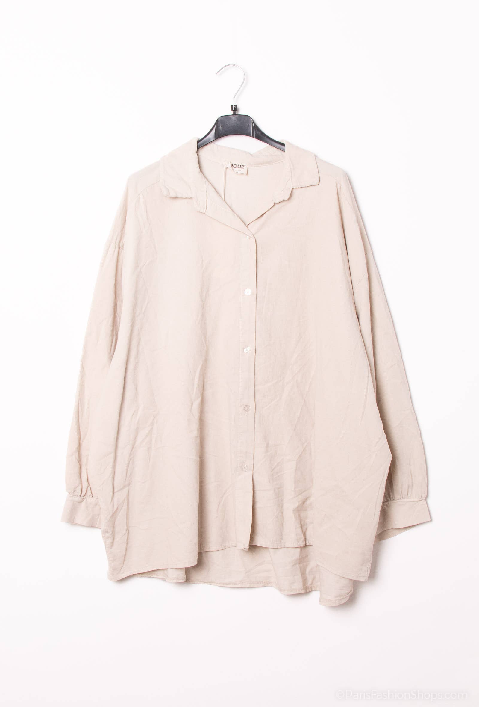 Pépouz' Paris – Großhandel Hemd mit Button-down-Kragen – Damen – GROßE GRÖSSE Weites Hemd aus leichtem Samt PC2548GT8