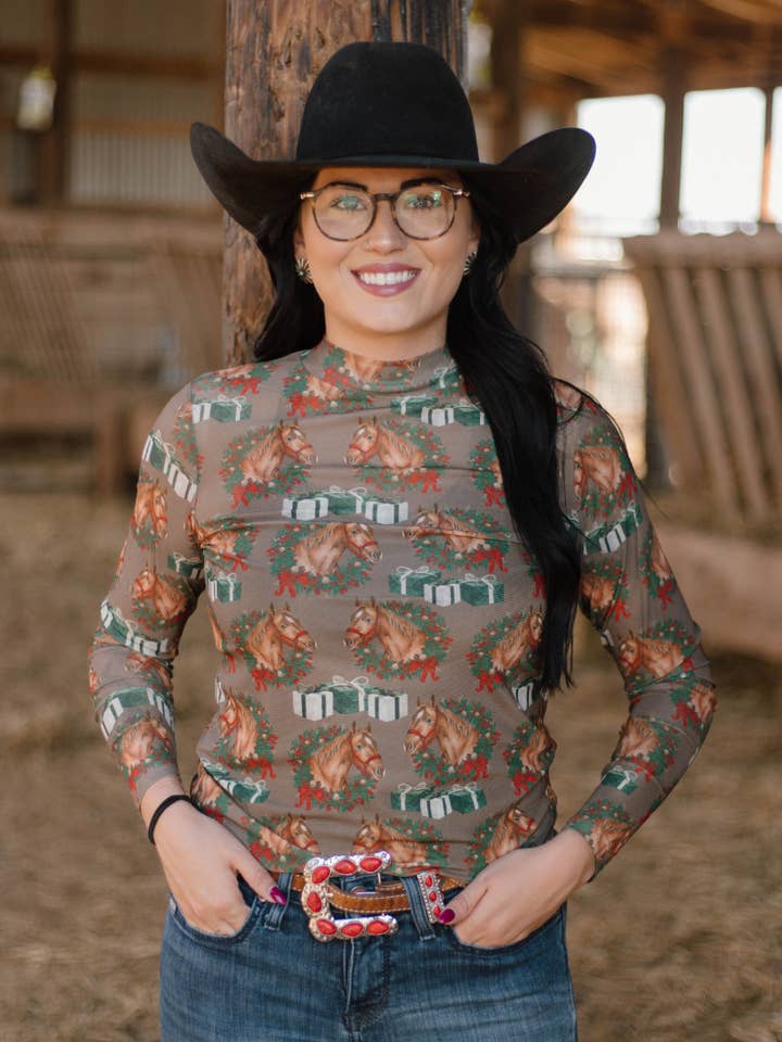 Sterling Kreek - Wholesale Blouse - Women's - Ribbons on the Range Mesh Top4