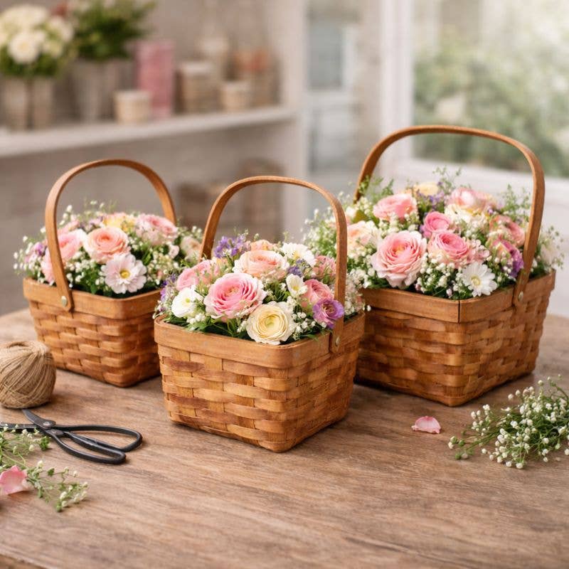SWS BASKETS AND HOME DECOR – Großhandel Korb – Pflanzkorb-Set für Blumen mit Auskleidung, geflochtene Holzspäne1