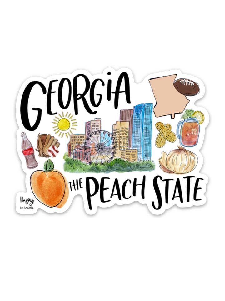 State of Georgia Sticker-GA State Pride for wholesale by Happy By Rachel, LLC