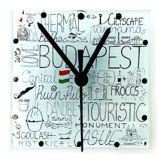 CARNEOL GLASS – Großhandel Wanduhren – Graficity Hungary Wanduhr, 13 x 13 cm