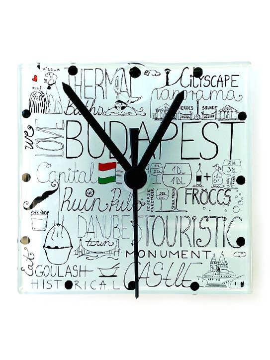 Reloj de pared Graficity Hungary, 13 x 13 cm para venta al por mayor de CARNEOL GLASS