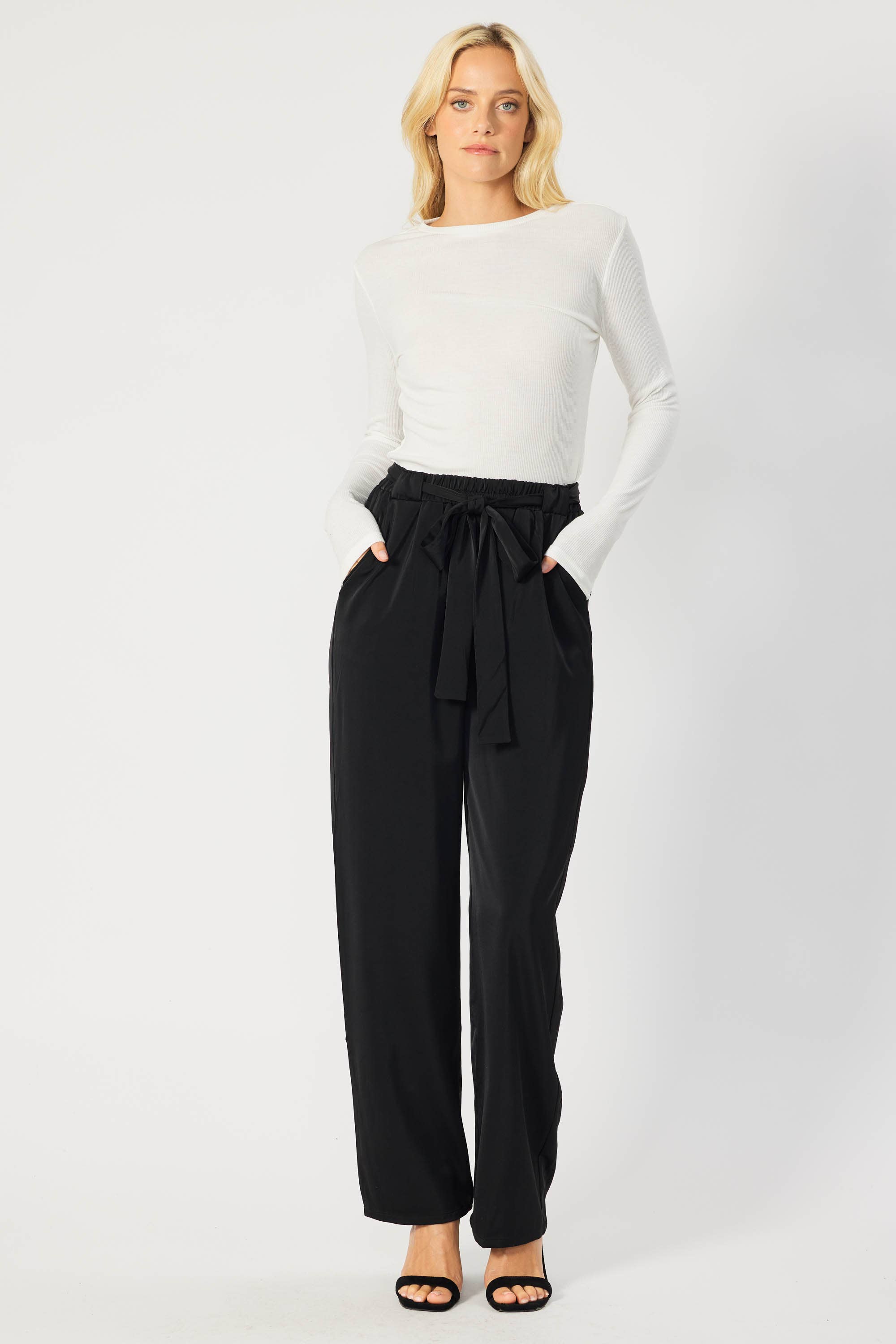 FSL Apparel - Wholesale Pants - Women's - IP7082 - SATIN TROUSER FEATURING BELT AMD ELASTIC WAIST BAND12