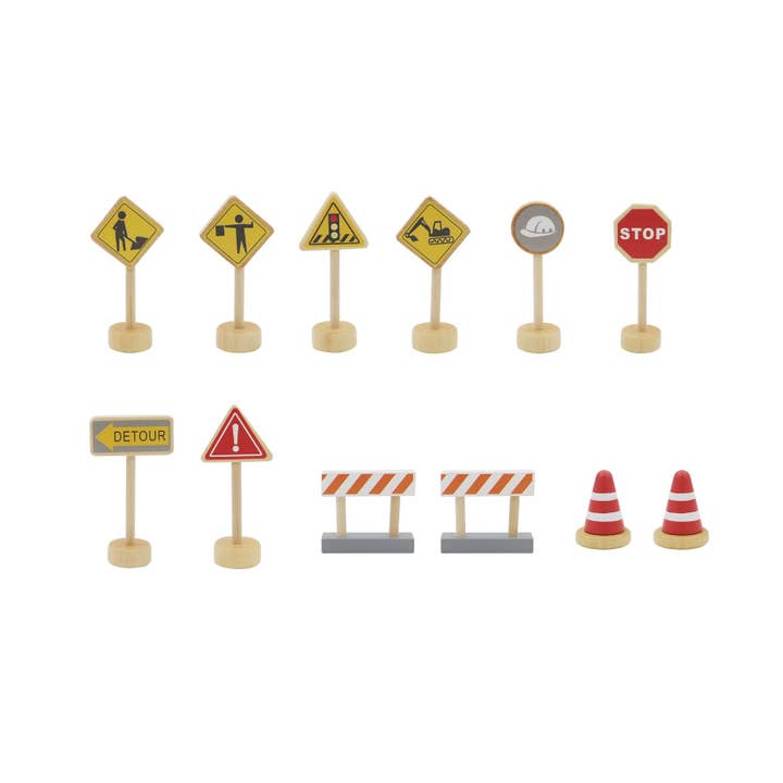 Wooden Construction Traffic Sign Play Set for wholesale by ToysLink