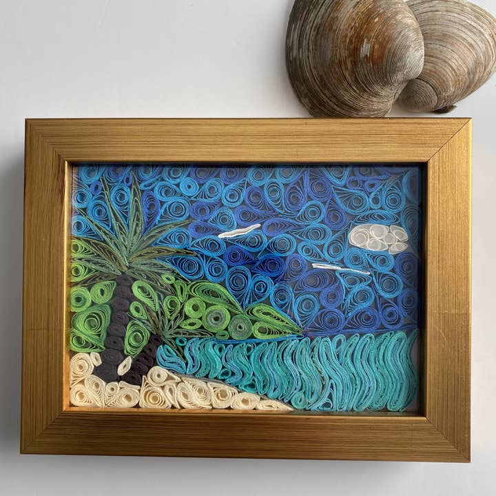 Paper Quilling Art Beach an einem schönen Tag für den Großhandel von MonkeyDragonPaper