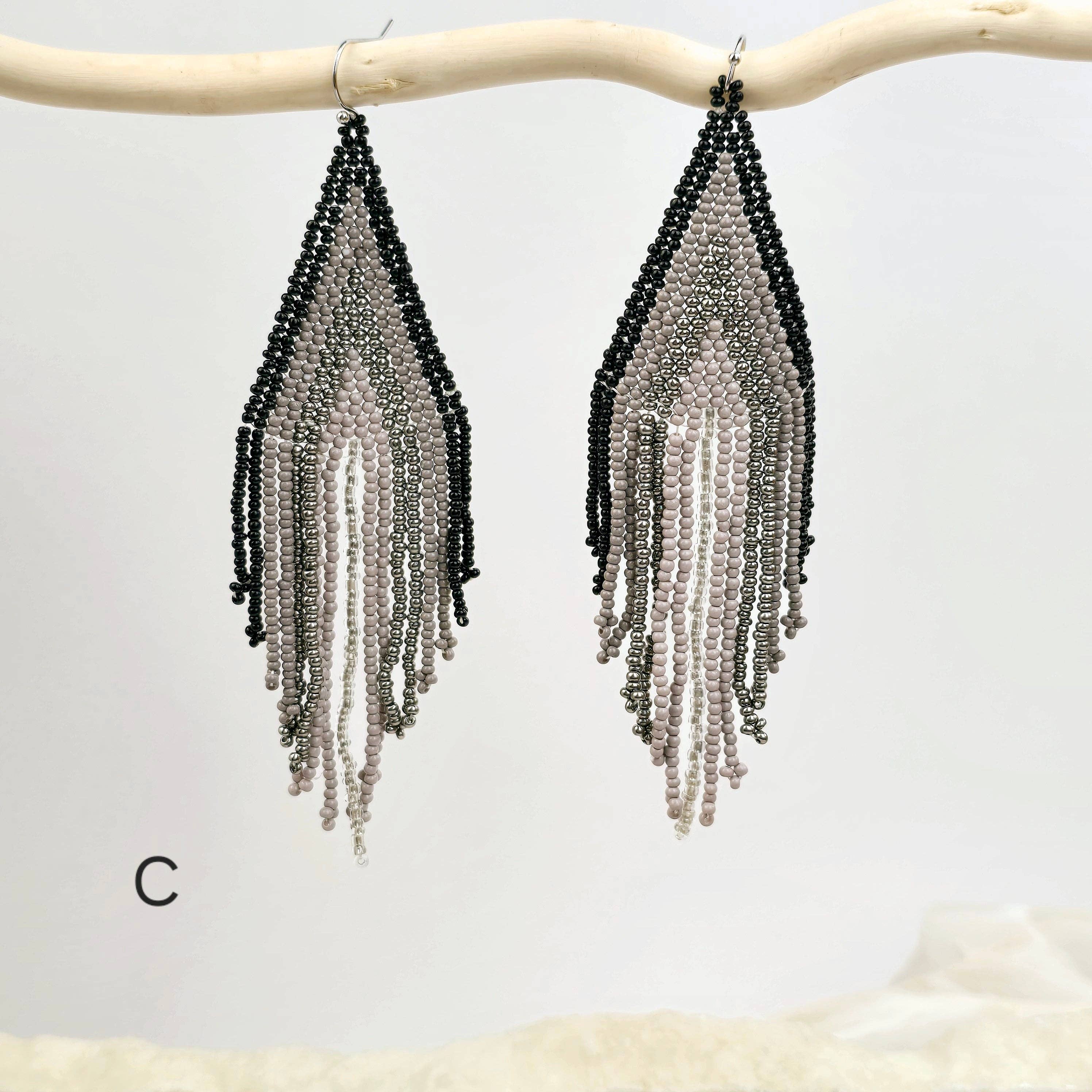 Rock Paradise - Wholesale Dangle Earrings - Seed Bead Earrings - Large Triangle and Fringe Pattern - You Choose Style2