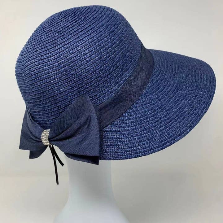 FanakoStudioNYC - Wholesale Straw Hat - Women's - Vintage Style Summer Straw Hat With Bow, Beach Hat With Bow, Sun Visor Hat, Summer Hat With Ribbon, Uv Protection, Fashion Sun Hat0