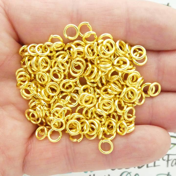 200 pieces 16 Gauge Heavy Gold 6mm Open Jump Rings 1.2x6mm by TIJC GPJR1.2x6 for wholesale by Treasure Island