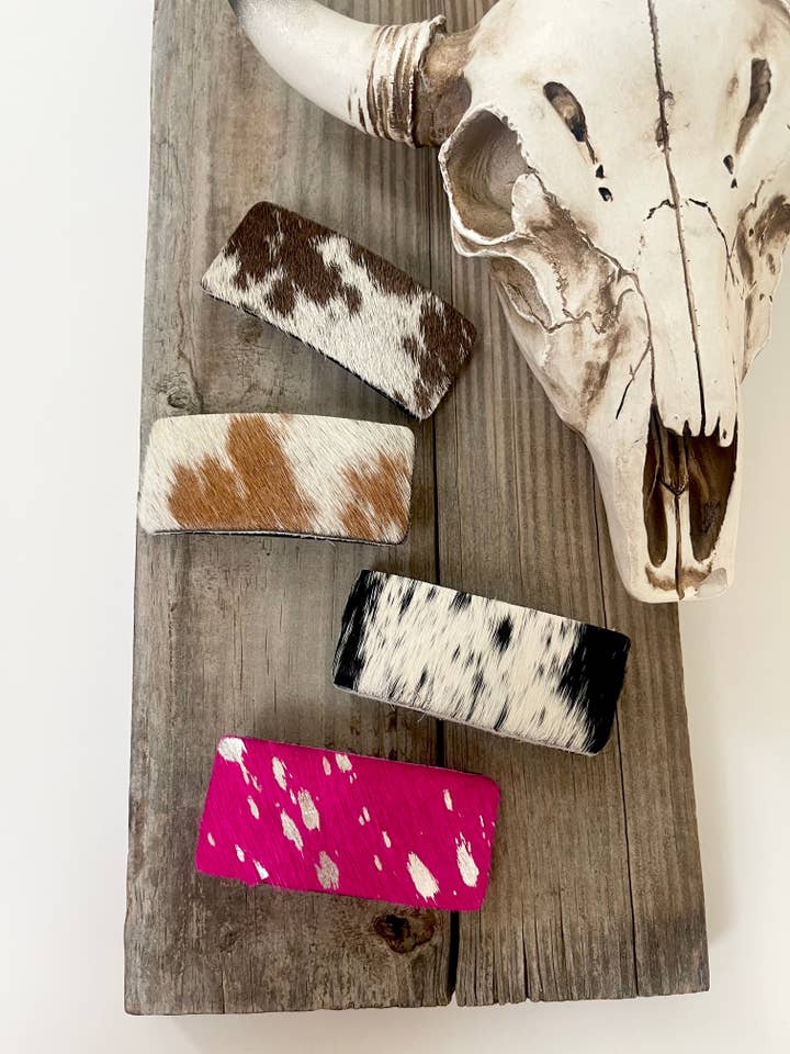 Western Hair On Cowhide Hair Clip Barrette for wholesale by Boho Ranch Shop