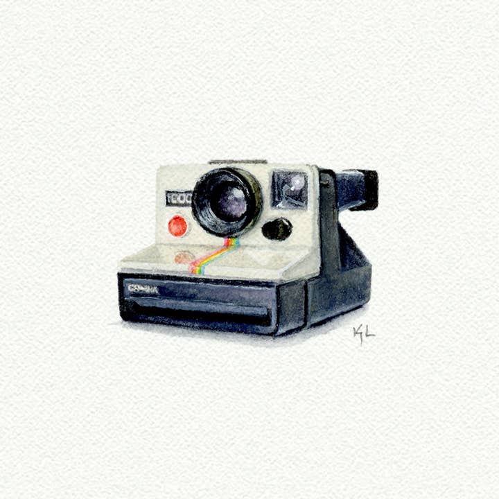 Karen Libecap Tiny Paintings - Wholesale Art Print - Polaroid Camera Vintage Miniature Watercolor Painting Print