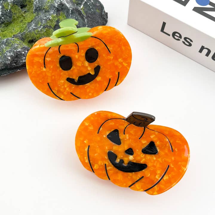 Pumpkin Acetate Claw Clip, Halloween Hair Clip for wholesale by TheDivaSoap