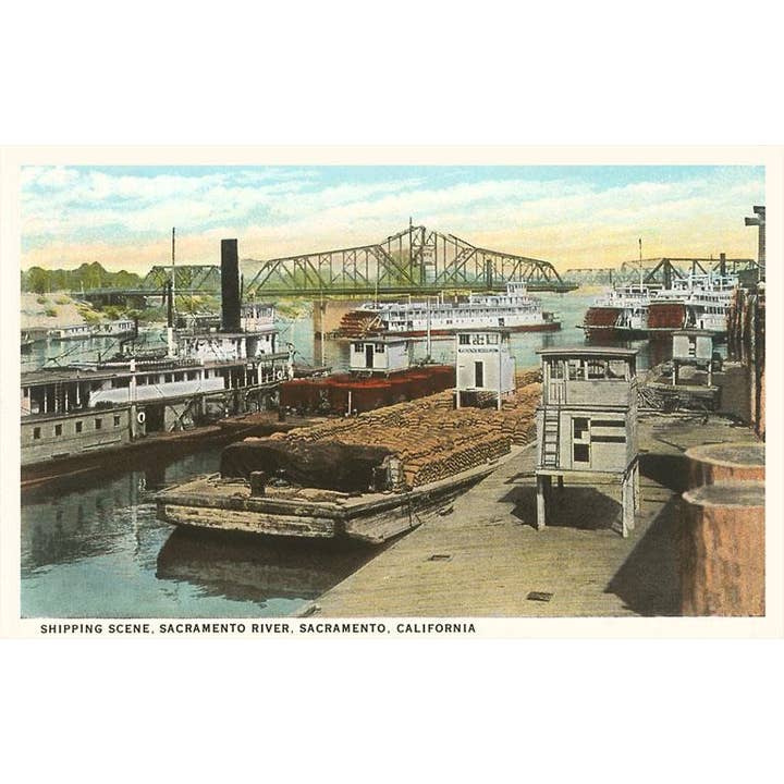 Ansichtkaart CA-672 Rivierdokken, Sacramento voor wholesale door Found Image Press