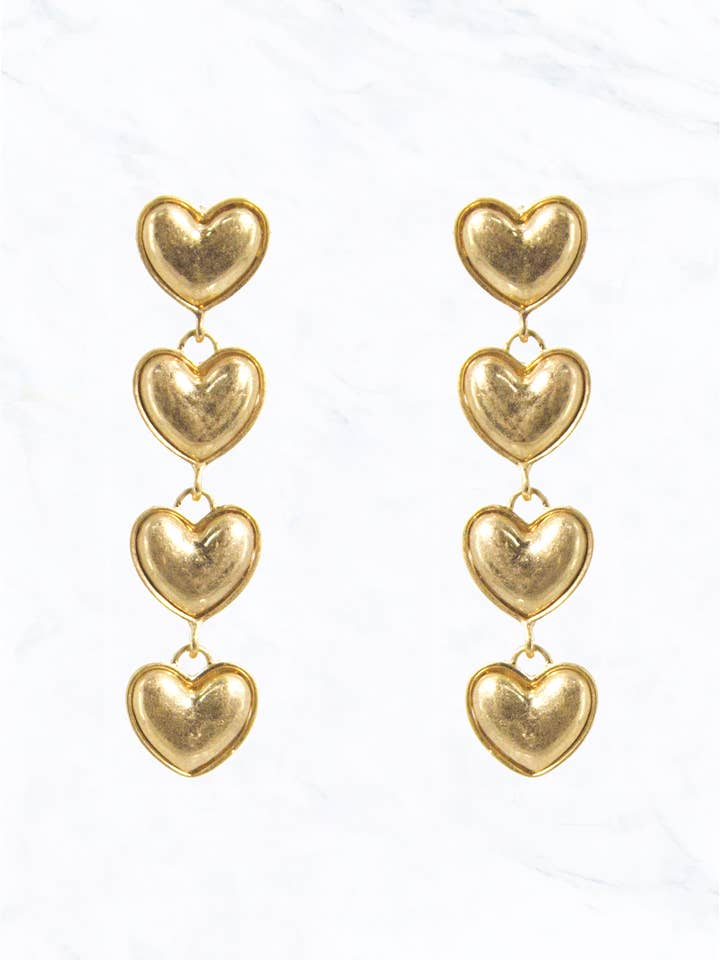 Orecchino a forma di goccia con 4 cuori per la vendita all'ingrosso da parte di Suzie Q USA