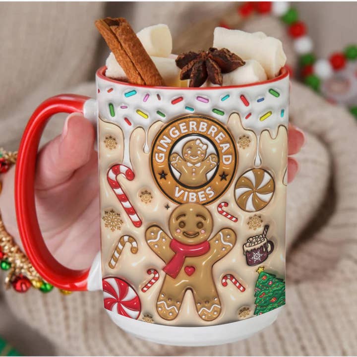 Gingerbread Vibes Christmas Mug, Cute Christmas Mug for wholesale by NVC Ecommerce LLC