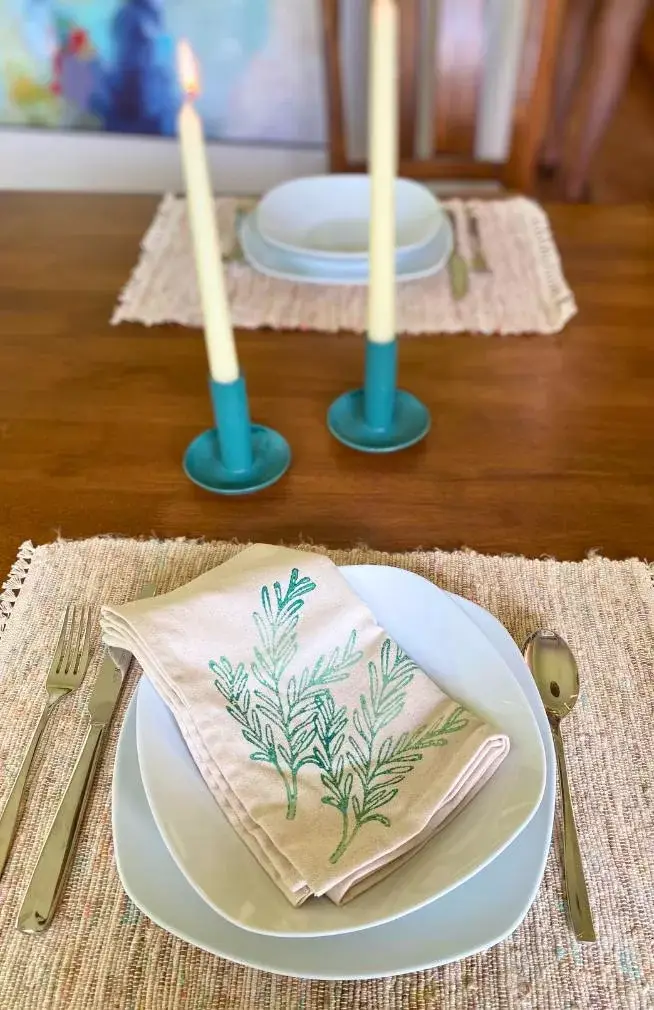 Ganesh Himal Trading – Guardanapo e pano de jantar por atacado – Pano de Cozinha em Algodão Feito à Mão com Estampa de Alecrim2