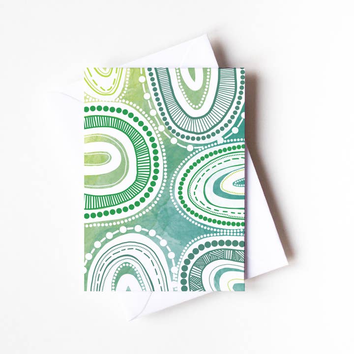 Biglietto di auguri Gumba 'Green' per la vendita all'ingrosso da parte di Little Black Duck Homewares