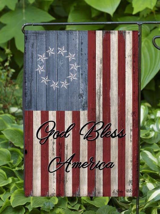 God Bless America Betsy Ross Style Garden Flag #G1079 for wholesale by Happy Cow Lawn Decor