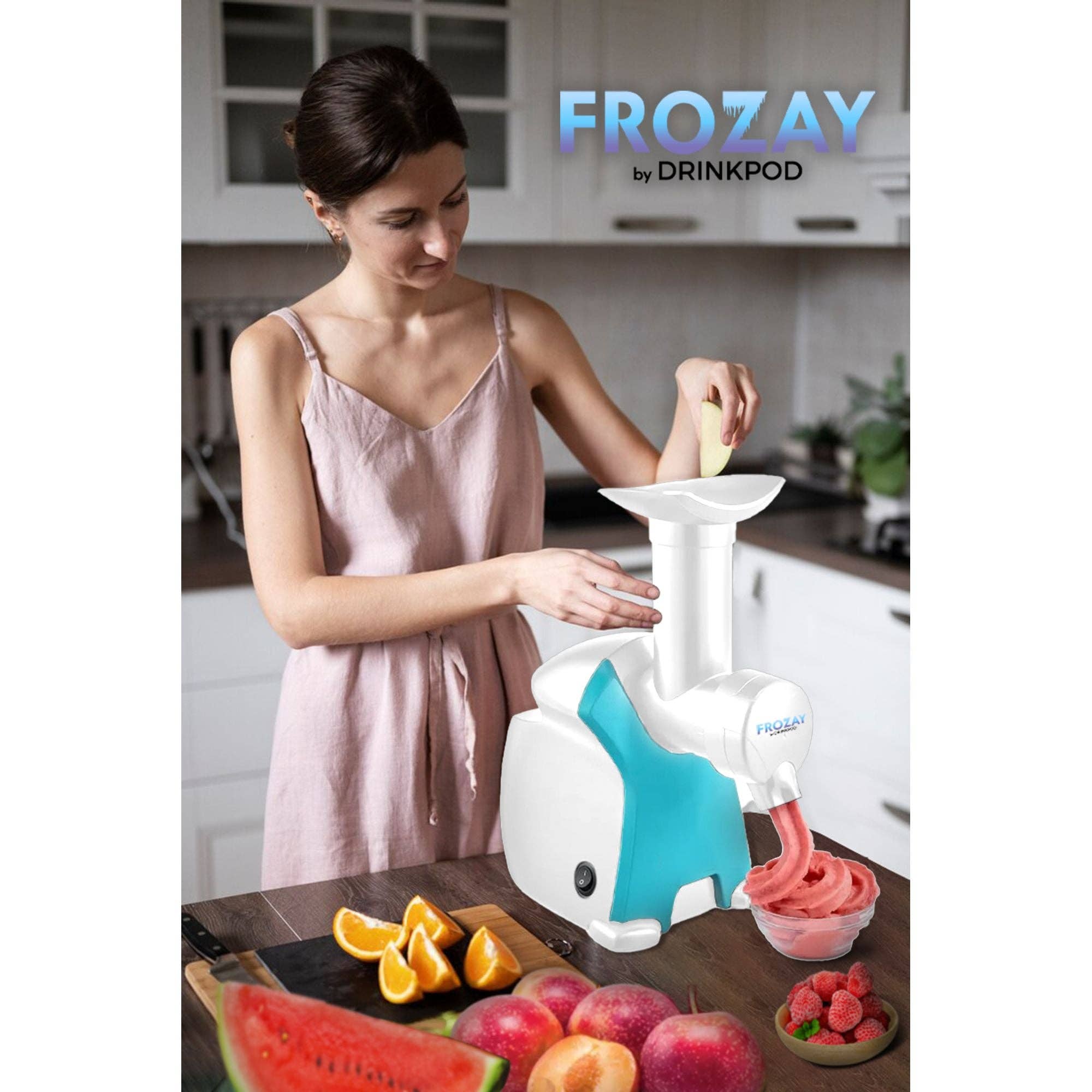 DRINKPOD LLC - Wholesale Kitchen Appliance - Frozay Dessert Maker 2.8 qt. Color Blue, Vegan Ice Cream & Frozen Yogurt Maker Soft Serve Desserts With Recipes (Black/Blue)6