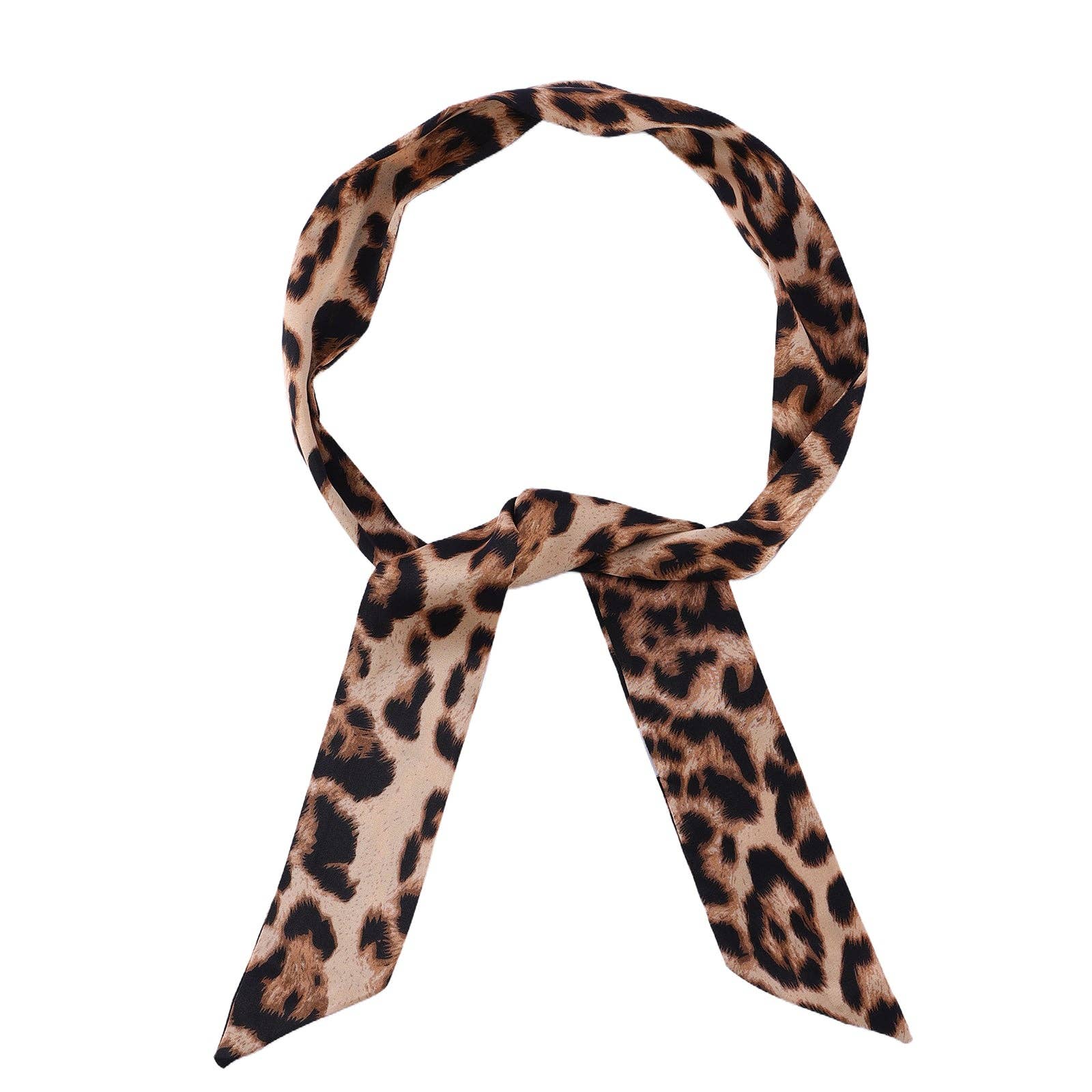 Emilie collection – Großhandel Schal – Damen – Twilly aus Satin mit orangefarbenem Leopardenmuster2