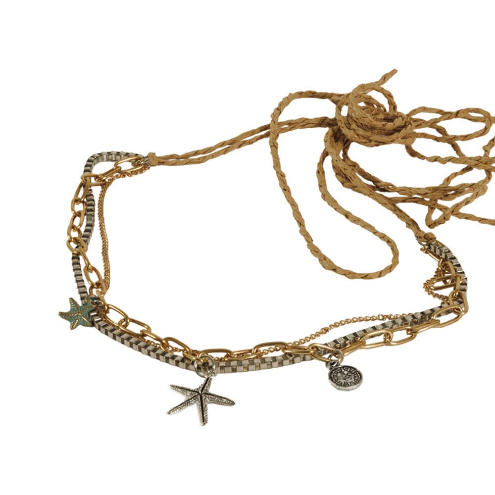 American Hat Makers - Wholesale Bandana - Unisex - Chain Twine with Trinkets Hat Band - Style Roux1