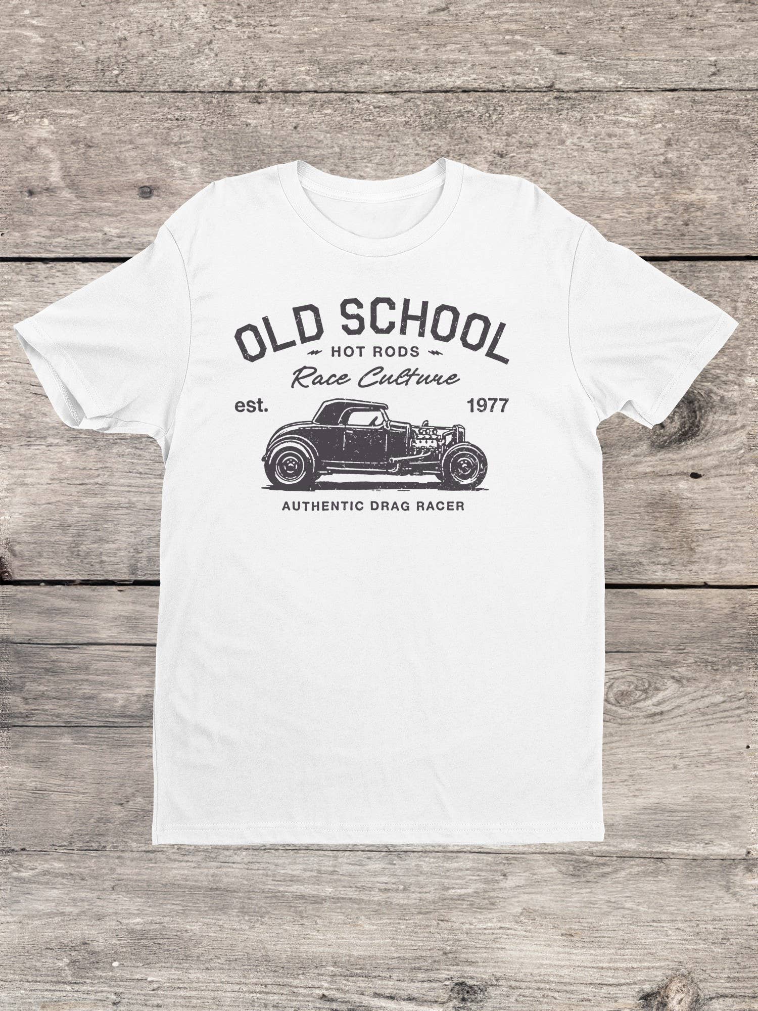 White Old School Hot Rods Culture Men's T-shirt for wholesale on Faire